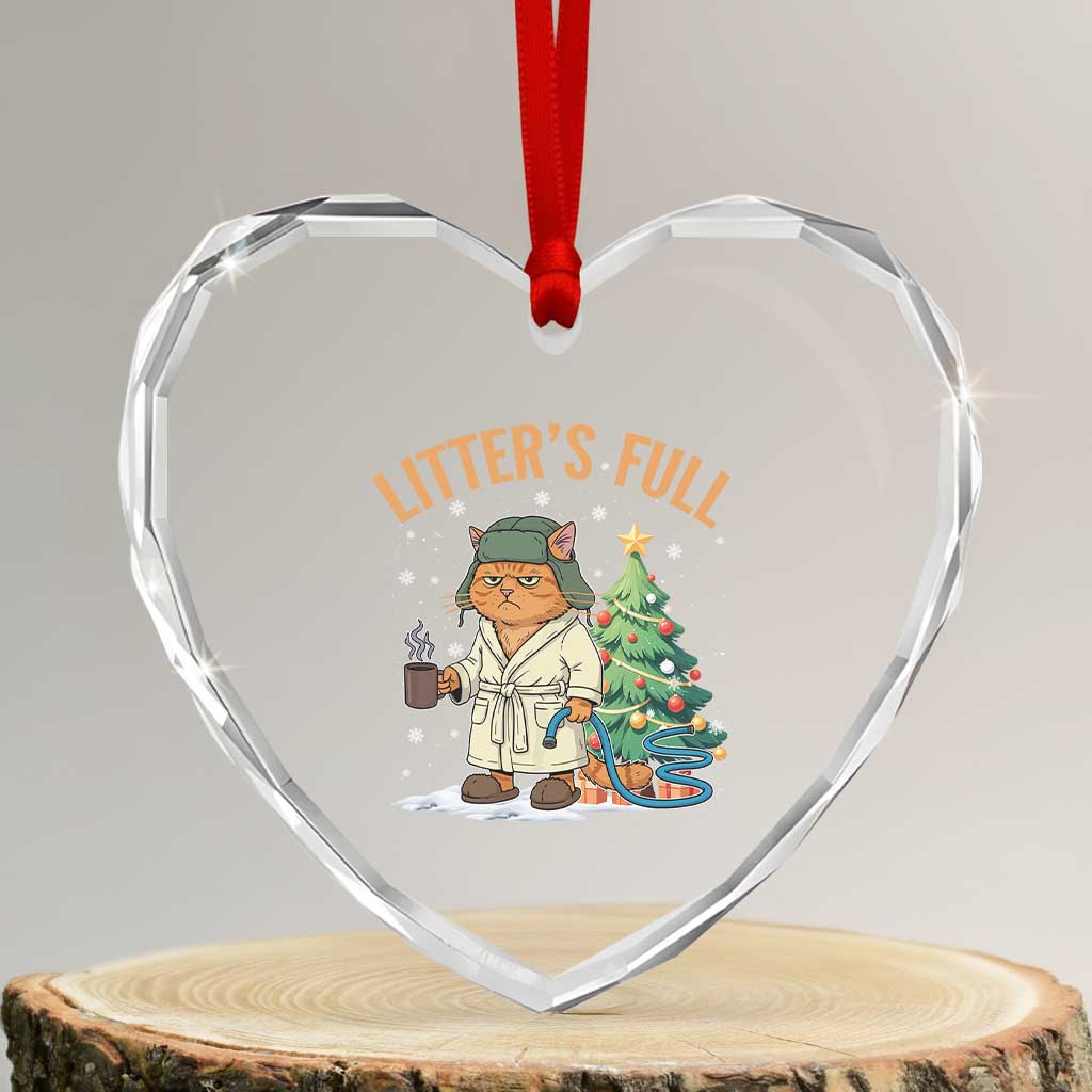 Funny Christmas Vacation Movie Litter's Full Cat Heart Crystal Glass Ornament Xmas Tree TS11 Transparent Glass 3'' Heart Print Your Wear