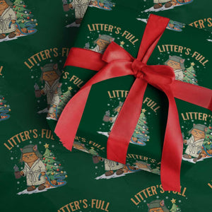 Funny Christmas Vacation Movie Litter's Full Cat Wrapping Paper Roll Xmas Tree TS11 Green Print Your Wear