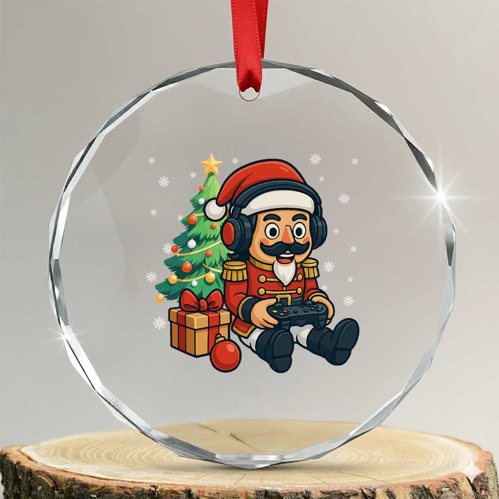 Funny Christmas Video Game Nutcracker Xmas Tree Gamer Crystal Glass Ornament TS11 Transparent Glass 3'' Circle Print Your Wear