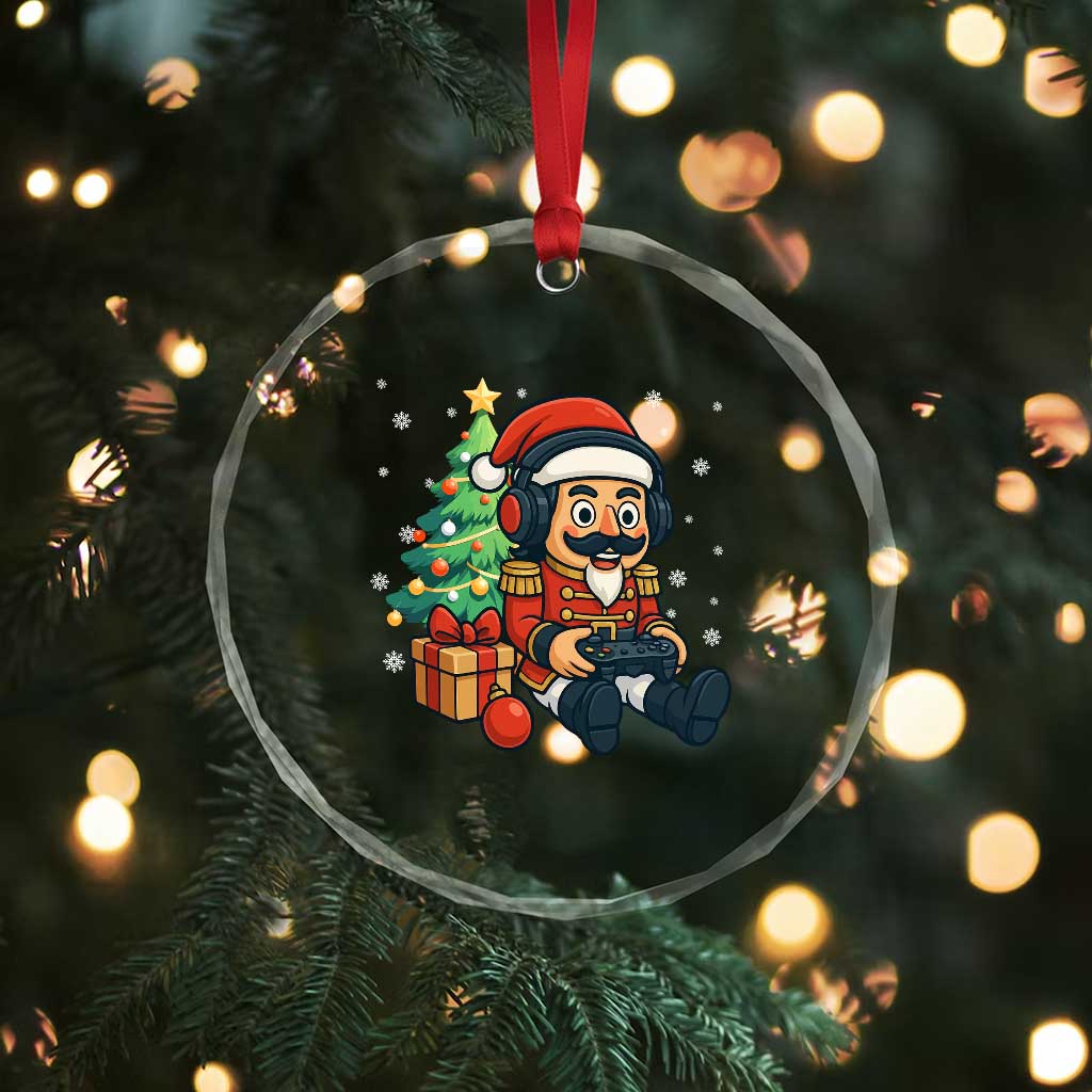 Funny Christmas Video Game Nutcracker Xmas Tree Gamer Crystal Glass Ornament TS11 Print Your Wear