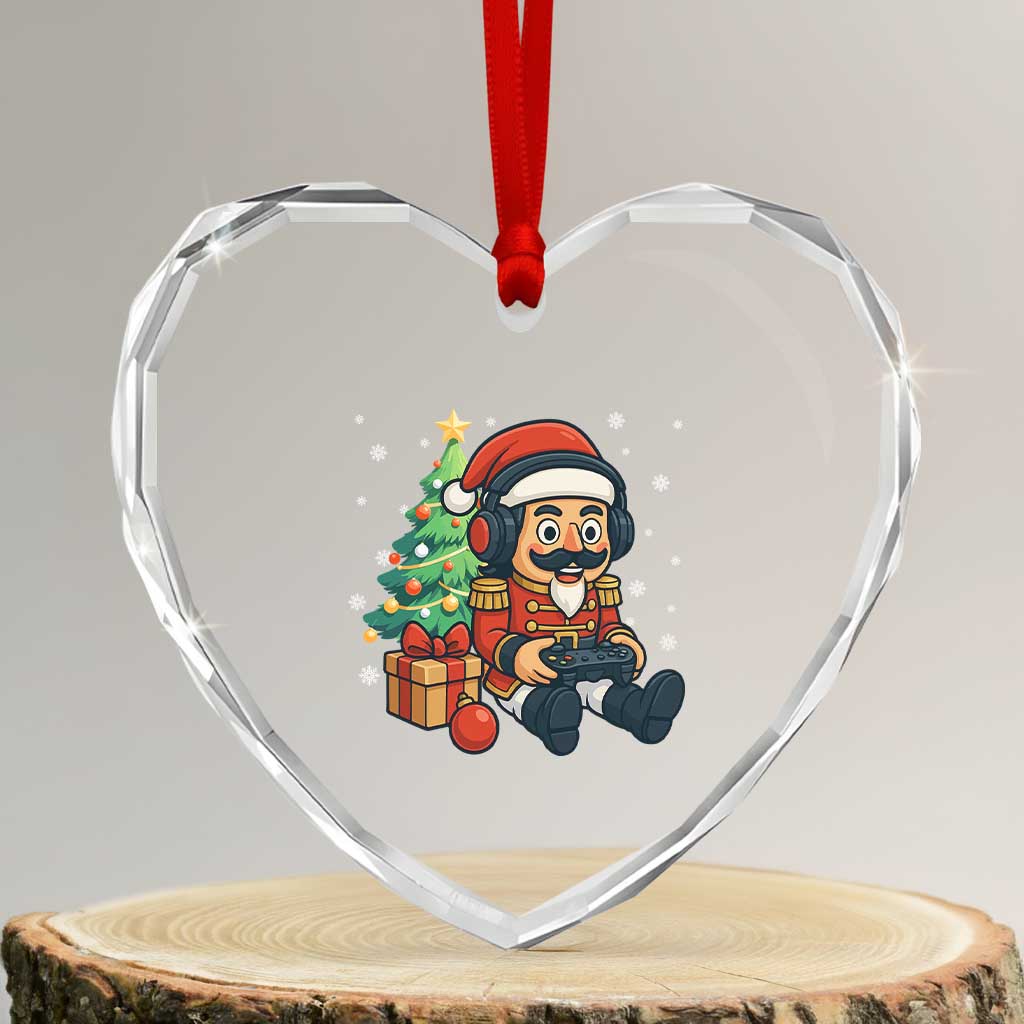 Funny Christmas Video Game Nutcracker Xmas Tree Gamer Heart Crystal Glass Ornament TS11 Transparent Glass 3'' Heart Print Your Wear