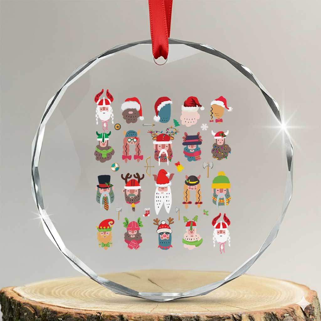 Funny Christmas Viking Crystal Glass Ornament Nordic Cute Viking Warriors TS11 Transparent Glass 3'' Circle Print Your Wear