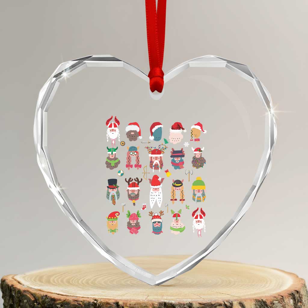 Funny Christmas Viking Heart Crystal Glass Ornament Nordic Cute Viking Warriors TS11 Transparent Glass 3'' Heart Print Your Wear