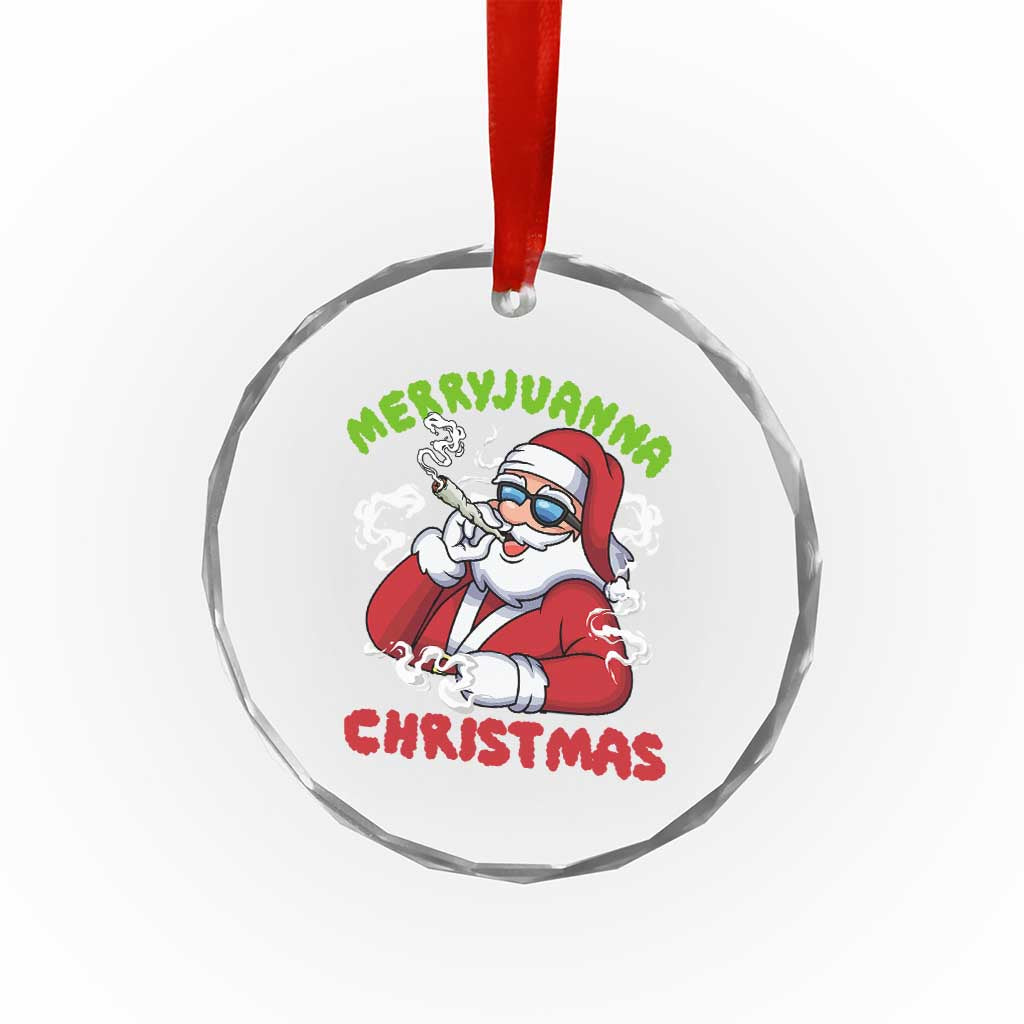 Funny Christmas Weed Crystal Glass Ornament Merryjuanna Christmas Santa Xmas TS11 Print Your Wear