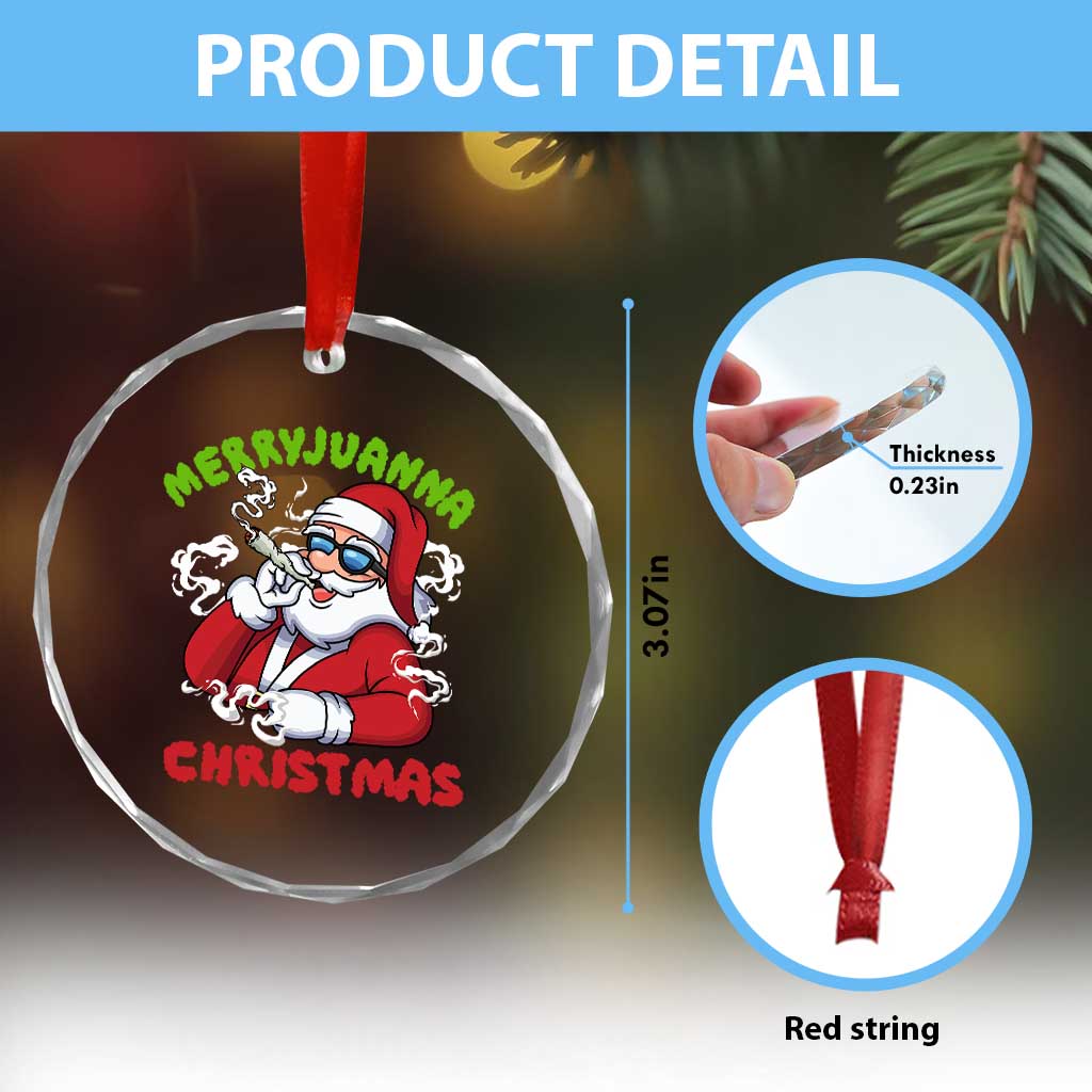 Funny Christmas Weed Crystal Glass Ornament Merryjuanna Christmas Santa Xmas TS11 Print Your Wear