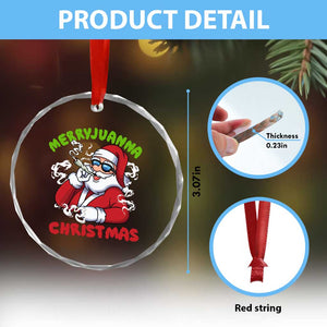 Funny Christmas Weed Crystal Glass Ornament Merryjuanna Christmas Santa Xmas TS11 Print Your Wear