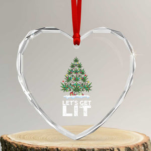 Funny Christmas Weed Heart Crystal Glass Ornament Let's Get Lit Weeds Xmas Tree TS11 Transparent Glass 3'' Heart Print Your Wear