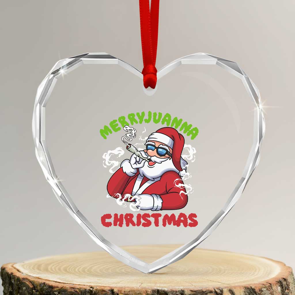 Funny Christmas Weed Heart Crystal Glass Ornament Merryjuanna Christmas Santa Xmas TS11 Transparent Glass 3'' Heart Print Your Wear