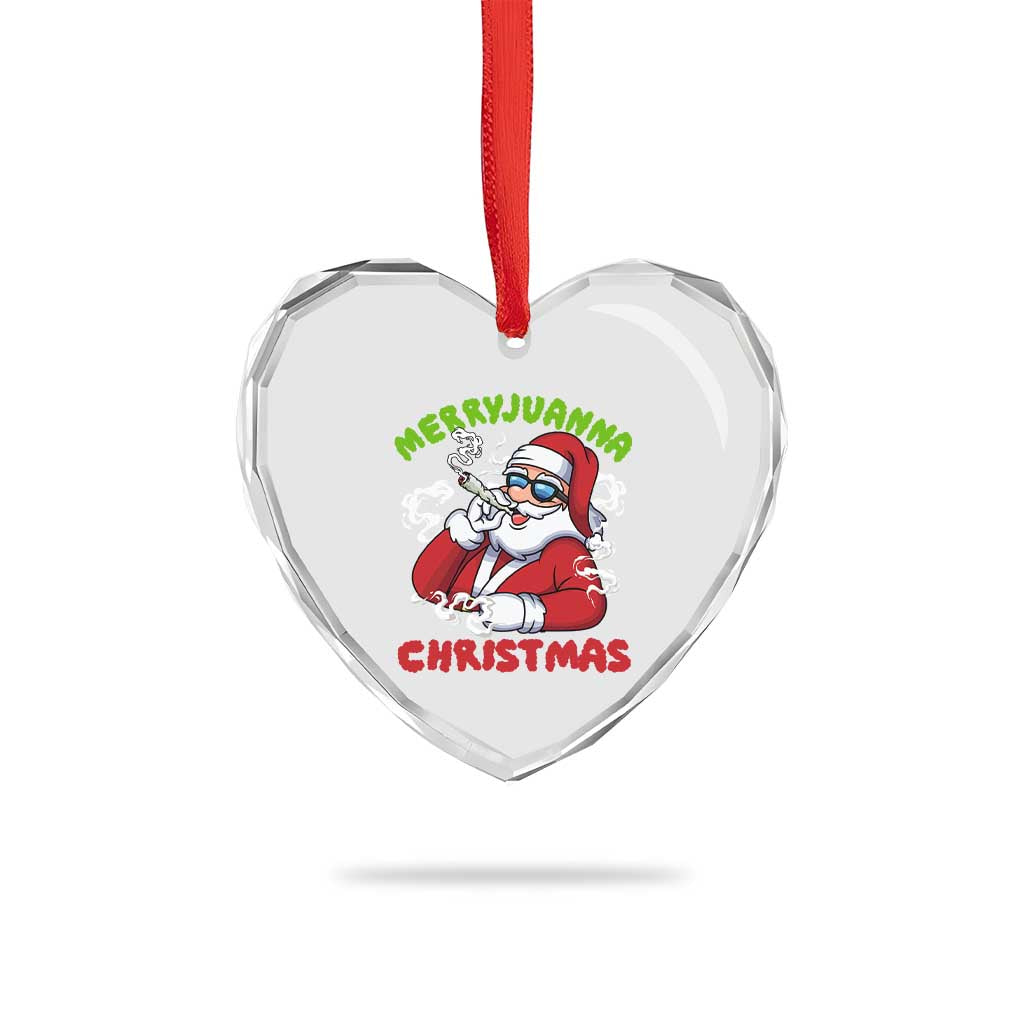 Funny Christmas Weed Heart Crystal Glass Ornament Merryjuanna Christmas Santa Xmas TS11 Print Your Wear