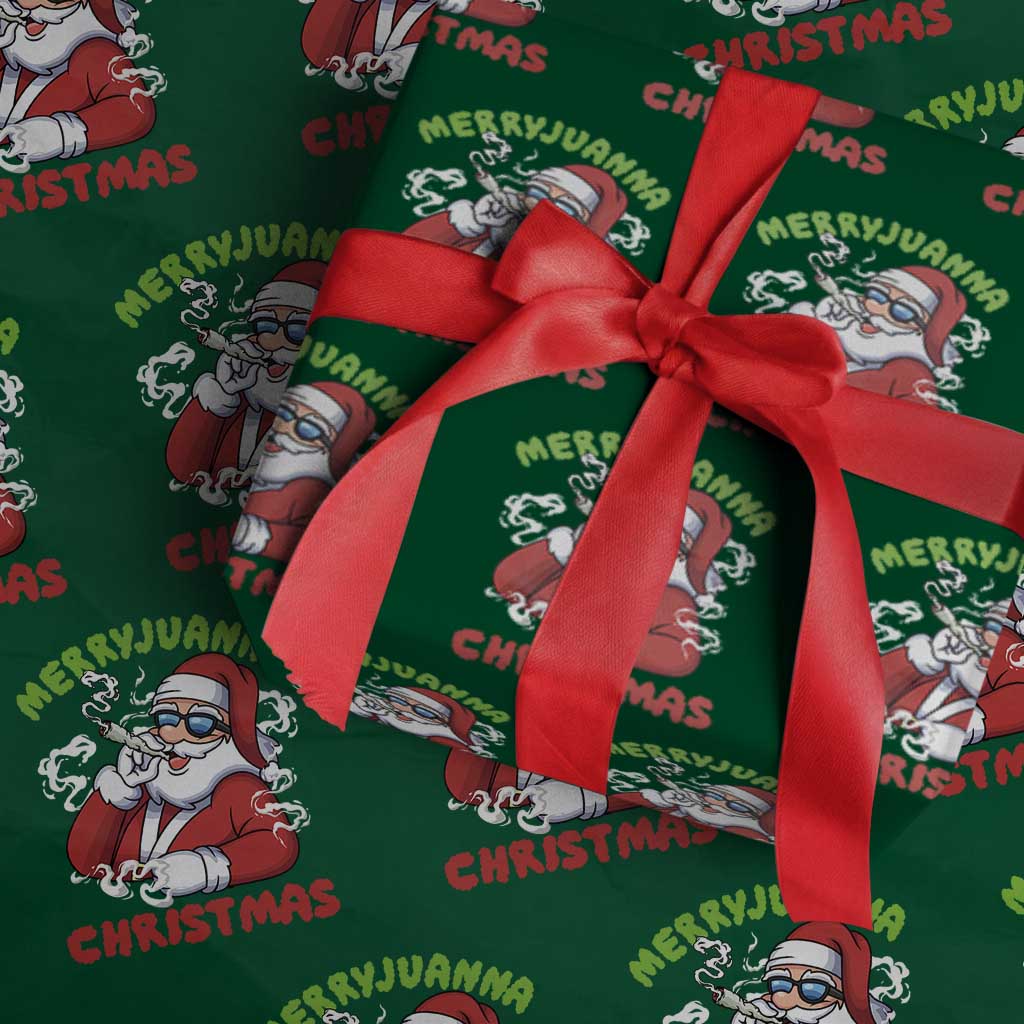 Funny Christmas Weed Wrapping Paper Roll Merryjuanna Christmas Santa Xmas TS11 Green Print Your Wear