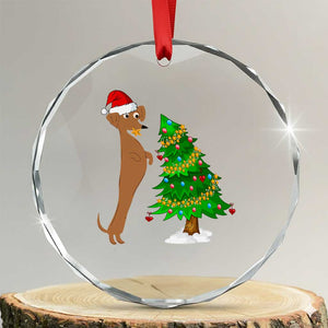 Funny Christmas Wiener Dog Crystal Glass Ornament Decorations Xmas Tree TS11 Transparent Glass 3'' Circle Print Your Wear