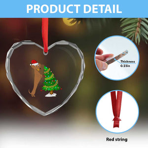 Funny Christmas Wiener Dog Heart Crystal Glass Ornament Decorations Xmas Tree TS11 Print Your Wear