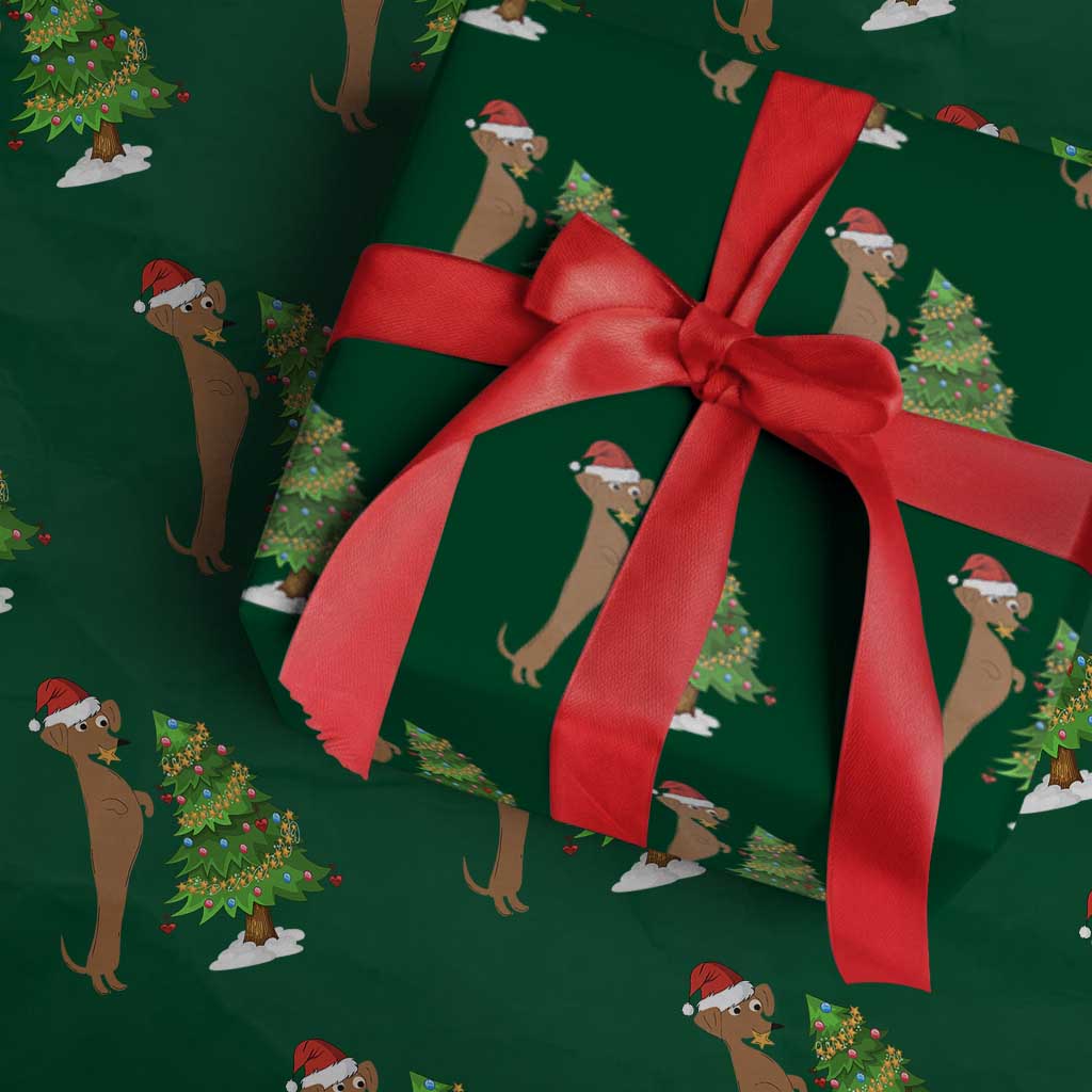 Funny Christmas Wiener Dog Wrapping Paper Roll Decorations Xmas Tree TS11 Green Print Your Wear
