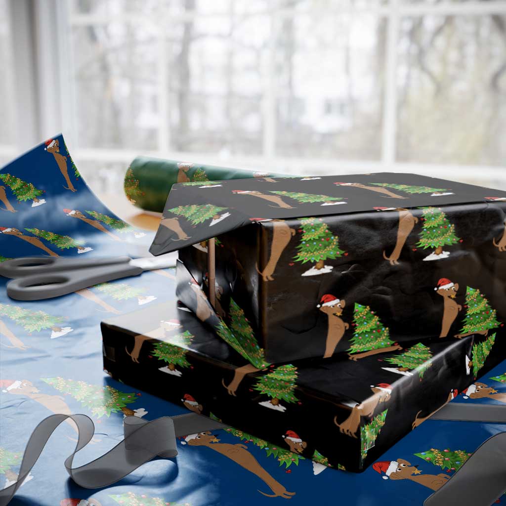 Funny Christmas Wiener Dog Wrapping Paper Roll Decorations Xmas Tree TS11 Black Print Your Wear
