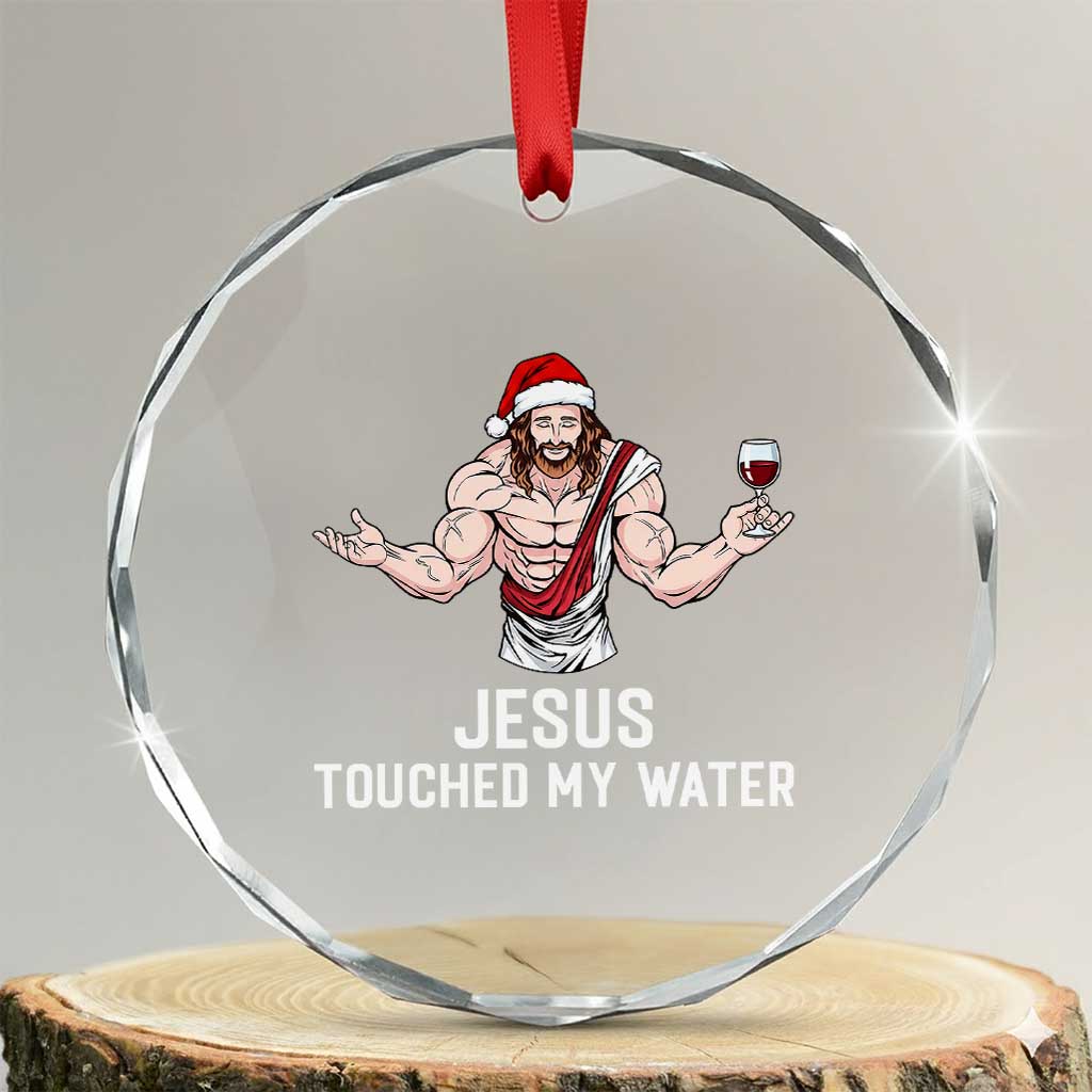 Funny Christmas Wine Crystal Glass Ornament Jesus Drank Wine TS14 Transparent Glass 3'' Circle Print Your Wear
