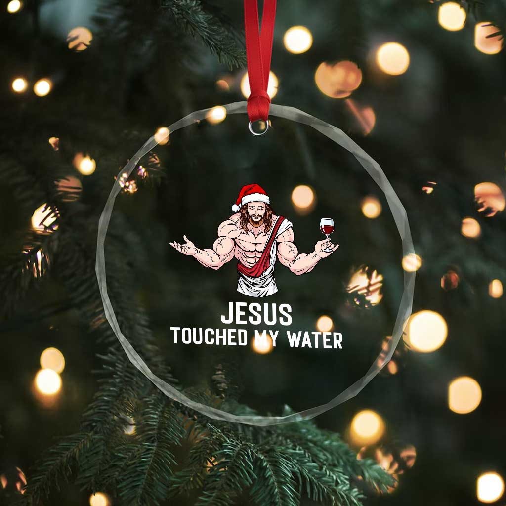 Funny Christmas Wine Crystal Glass Ornament Jesus Drank Wine TS14 Print Your Wear