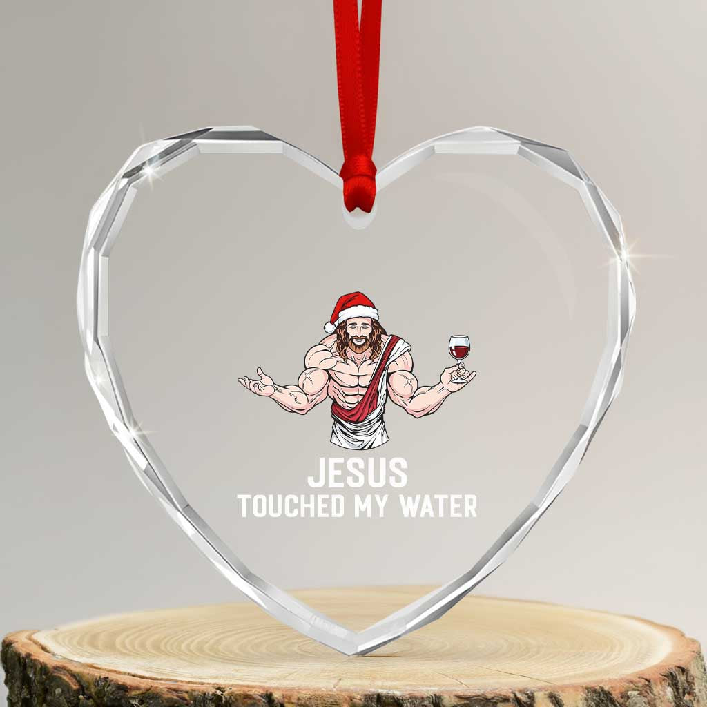 Funny Christmas Wine Heart Crystal Glass Ornament Jesus Drank Wine TS14 Transparent Glass 3'' Heart Print Your Wear
