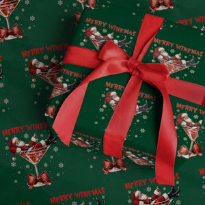 Funny Christmas Wine Wrapping Paper Roll Santa Feeling Xmas TS14 Green Print Your Wear