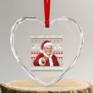 Funny Christmas Wish Billy Meme Heart Crystal Glass Ornament A 8 Ball and 2 Million Dollars Baby Uncle Cosplay Santa TS02 Transparent Glass 3'' Heart Print Your Wear