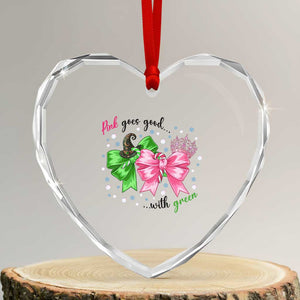 Funny Christmas Witch Pink Goes Good With Green Heart Crystal Glass Ornament TS11 Transparent Glass 3'' Heart Print Your Wear