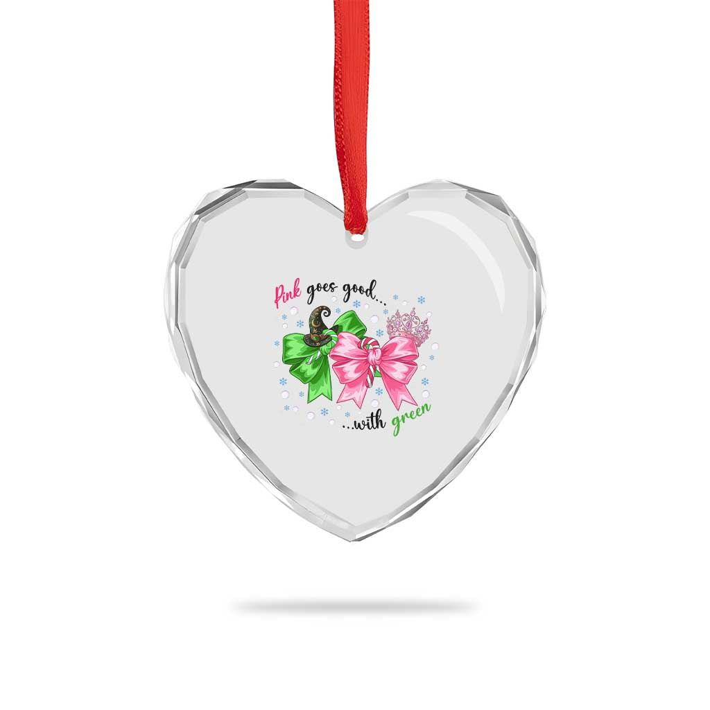 Funny Christmas Witch Pink Goes Good With Green Heart Crystal Glass Ornament TS11 Print Your Wear
