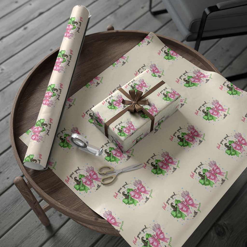 Funny Christmas Witch Pink Goes Good With Green Wrapping Paper Roll TS11 Beige Print Your Wear