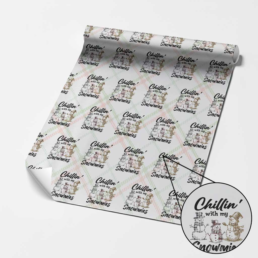 Funny Christmas Wrapping Paper Roll Chilln' With My Snowmies Plaid Snowman TS11 Christmas Plaid Print Your Wear