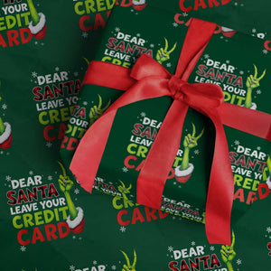 Funny Christmas Wrapping Paper Roll Dear Santa Leave Your Credit Card Red Plaid Pajamas TS10 Green Print Your Wear