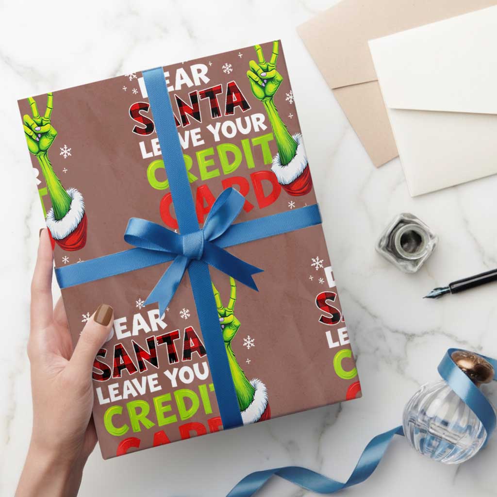 Funny Christmas Wrapping Paper Roll Dear Santa Leave Your Credit Card Red Plaid Pajamas TS10 Mocha Print Your Wear