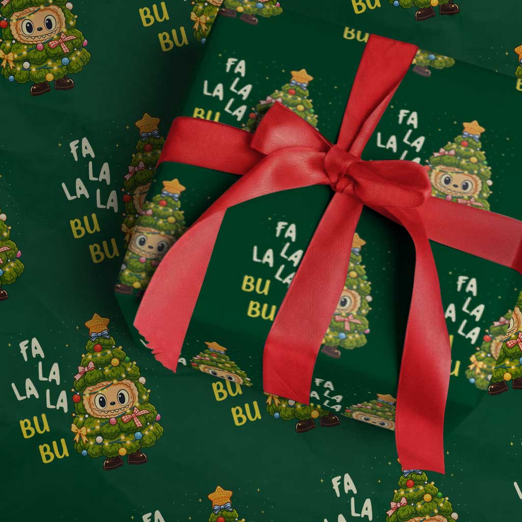 Funny Christmas Wrapping Paper Roll Fa La La La Bu Bu Xmas Song Kawaii Bubu TS10 Green Print Your Wear