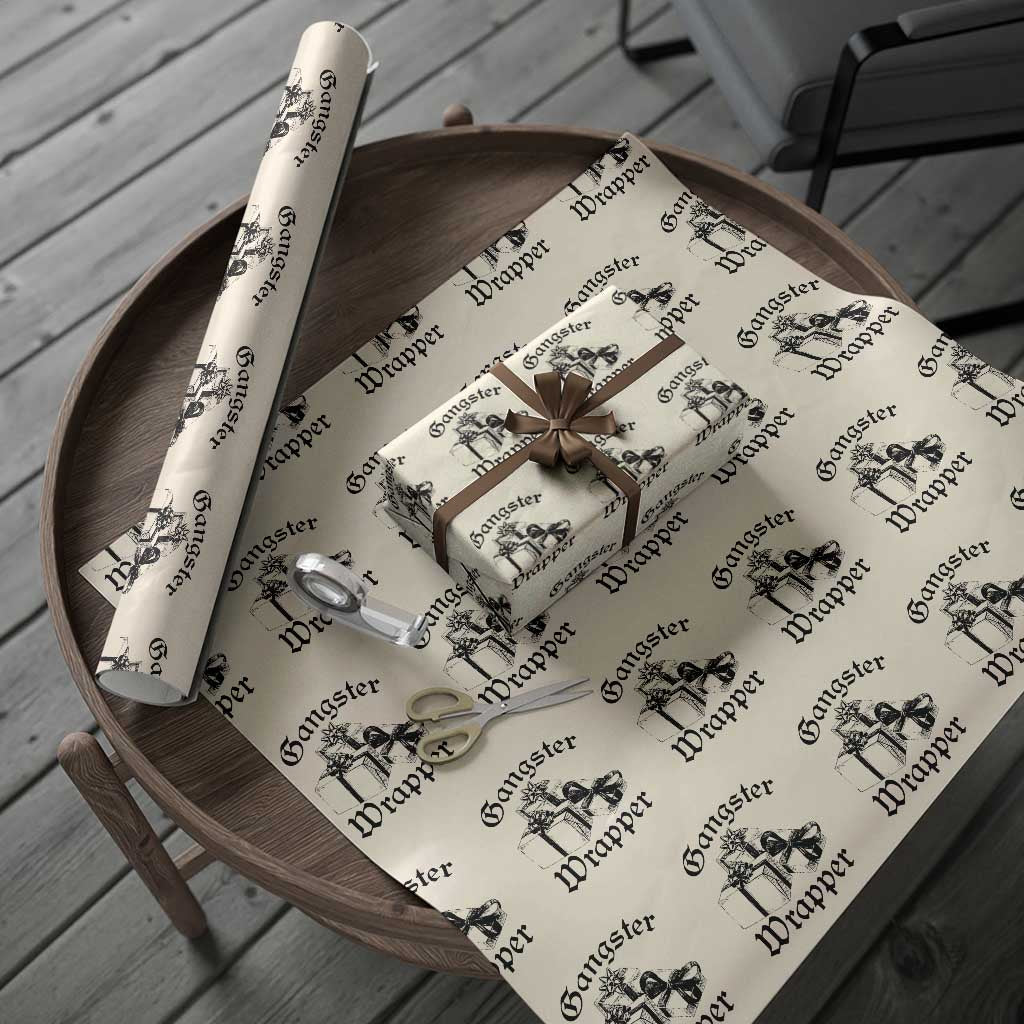 Funny Christmas Wrapping Paper Roll Gangster Wrapper Vintage Presents Gift TS11 Beige Print Your Wear