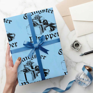 Funny Christmas Wrapping Paper Roll Gangster Wrapper Vintage Presents Gift TS11 Light Blue Print Your Wear