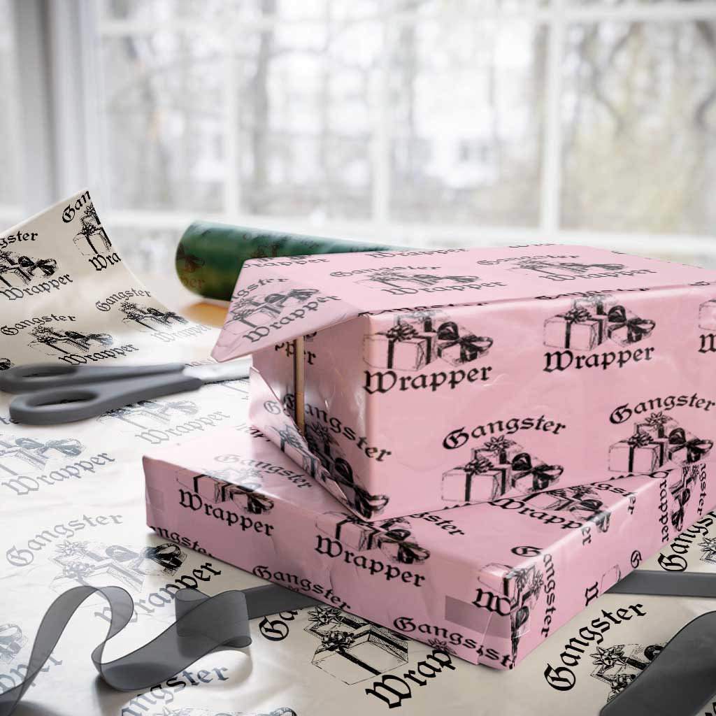 Funny Christmas Wrapping Paper Roll Gangster Wrapper Vintage Presents Gift TS11 Light Pink Print Your Wear