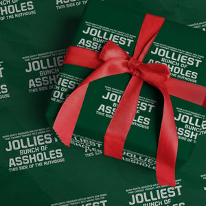Funny Christmas Wrapping Paper Roll Jolliest Bunch of A-Holes Xmas Vacation TS10 Green Print Your Wear