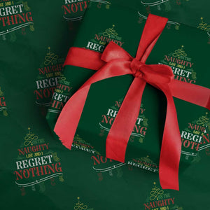 Funny Christmas Wrapping Paper Roll On The Naughty List And I Regret Nothing Xmas Tree TS11 Green Print Your Wear