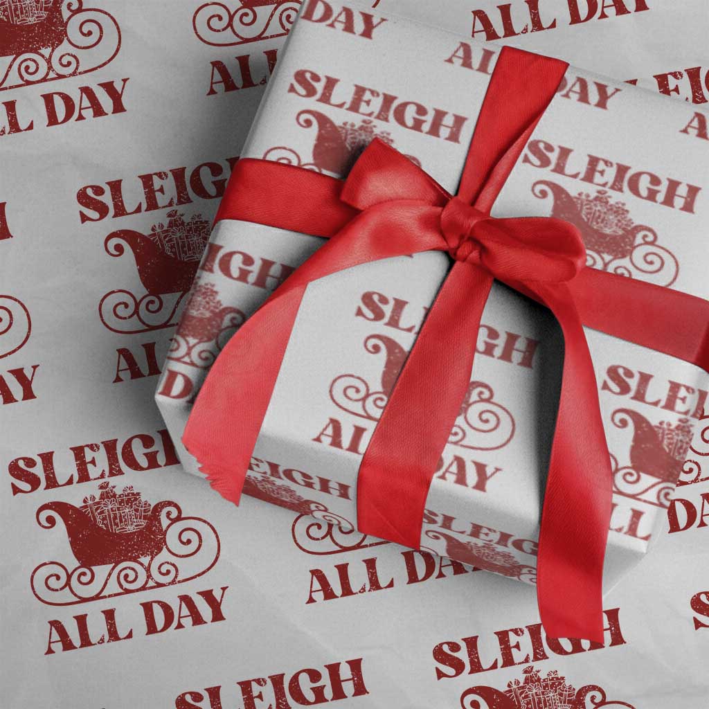 Funny Christmas Wrapping Paper Roll Sleigh All Day Xmas Santa's Sleigh TS11 White Print Your Wear