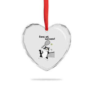 Funny Chubby Cat Tennis Heart Crystal Glass Ornament Game Set And Meow TS12 Print Your Wear