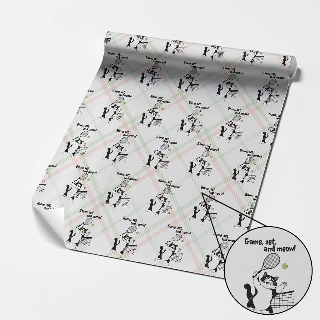 Funny Chubby Cat Tennis Wrapping Paper Roll Game Set And Meow TS12 Christmas Plaid Print Your Wear