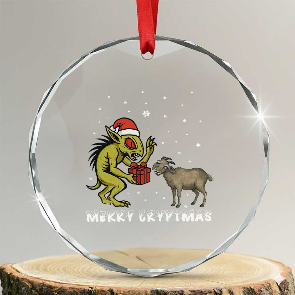 Funny Chupacabra Crystal Glass Ornament Merry Cryptmas Christmas Gift TS12 Transparent Glass 3'' Circle Print Your Wear