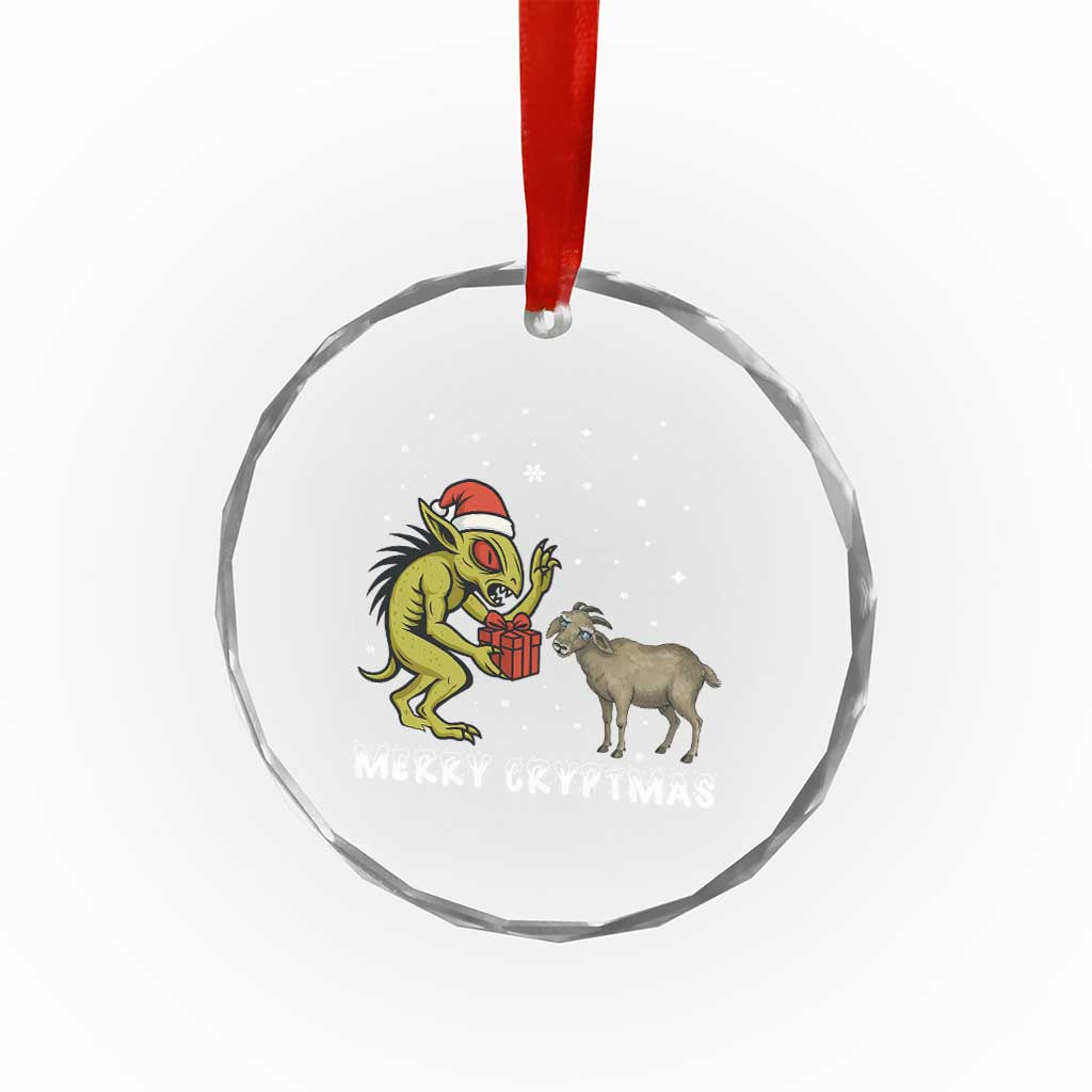 Funny Chupacabra Crystal Glass Ornament Merry Cryptmas Christmas Gift TS12 Transparent Glass 3'' Circle Print Your Wear