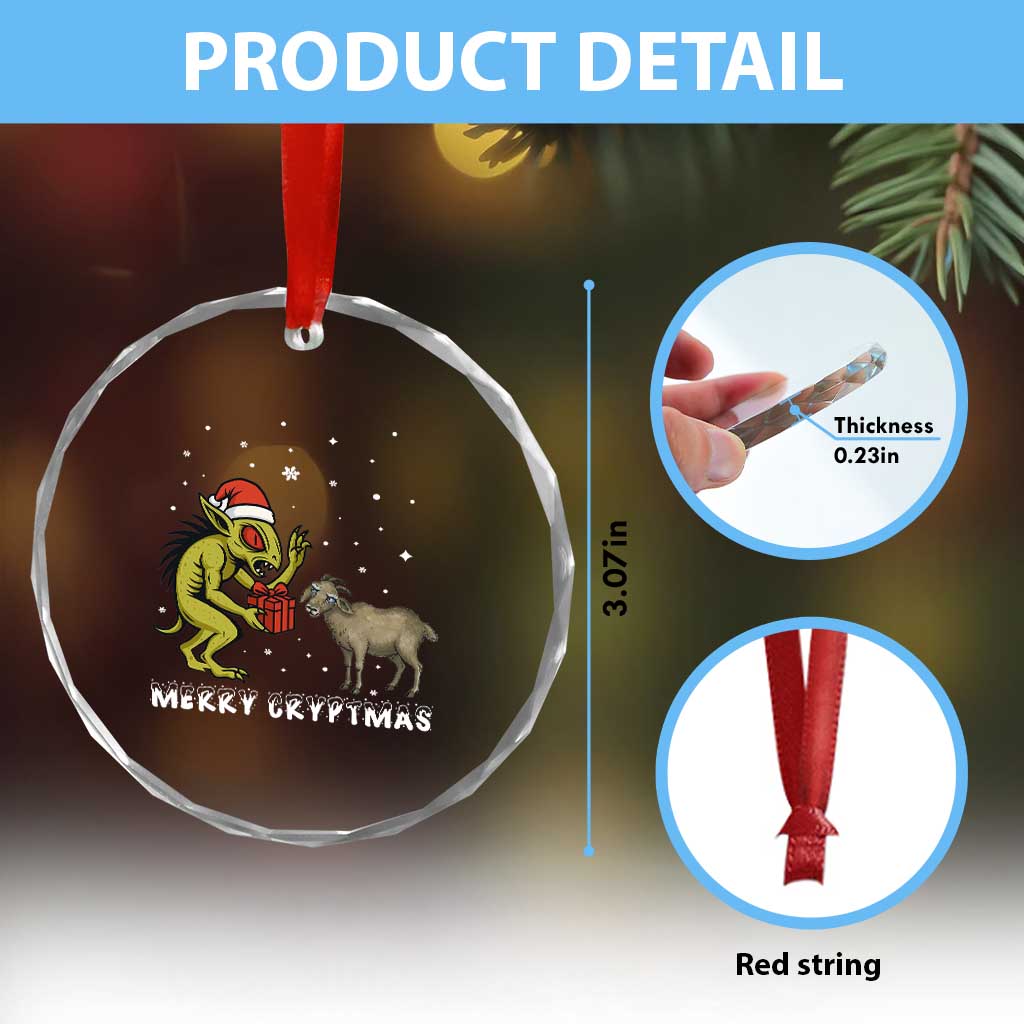 Funny Chupacabra Crystal Glass Ornament Merry Cryptmas Christmas Gift TS12 Print Your Wear