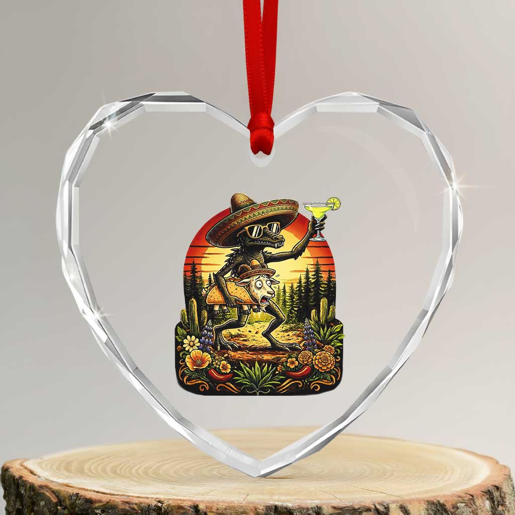 Funny Chupacabra Goat Taco Lover Heart Crystal Glass Ornament Cinco De Mayo Party Gift TS12 Transparent Glass 3'' Heart Print Your Wear