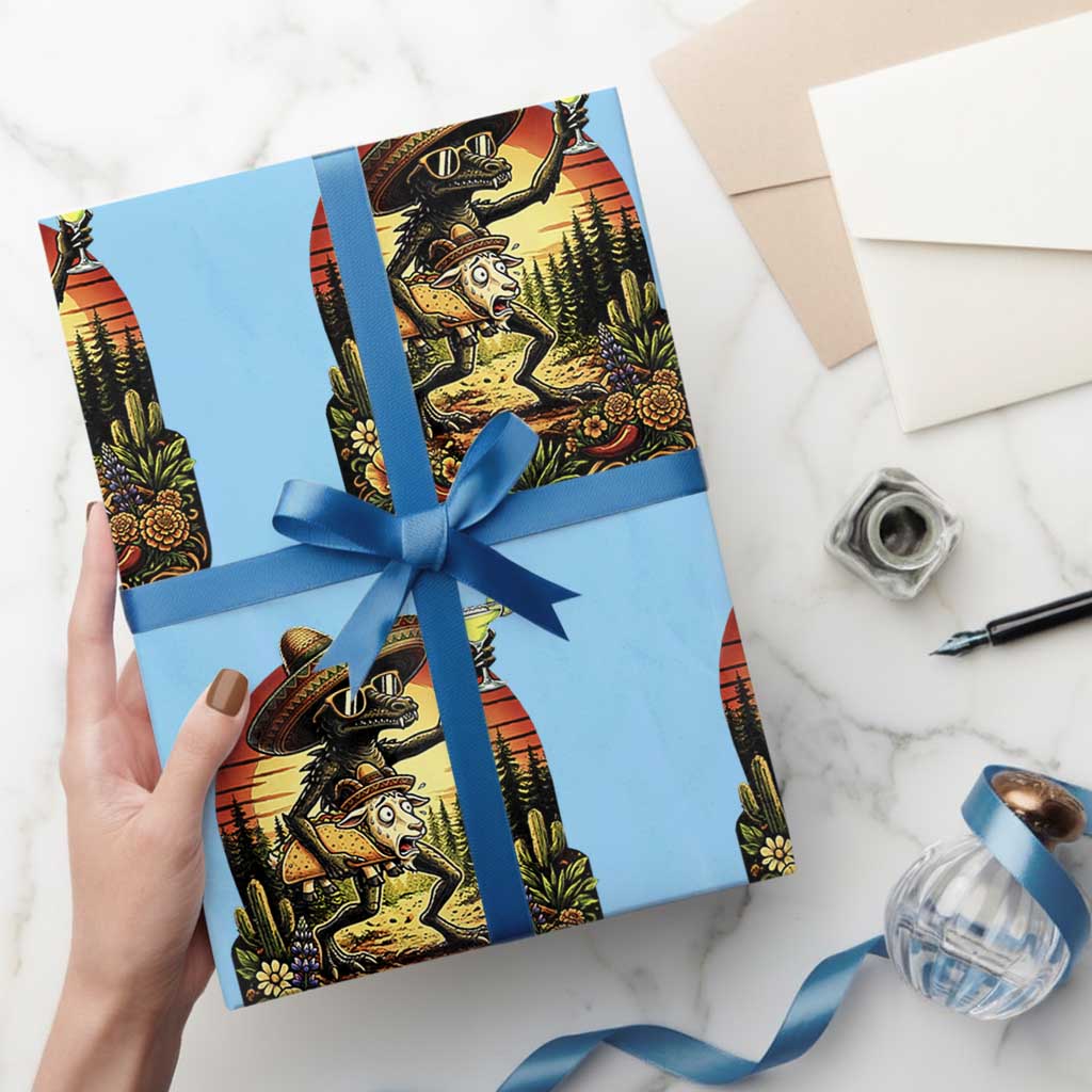 Funny Chupacabra Goat Taco Lover Wrapping Paper Roll Cinco De Mayo Party Gift TS12 Light Blue Print Your Wear