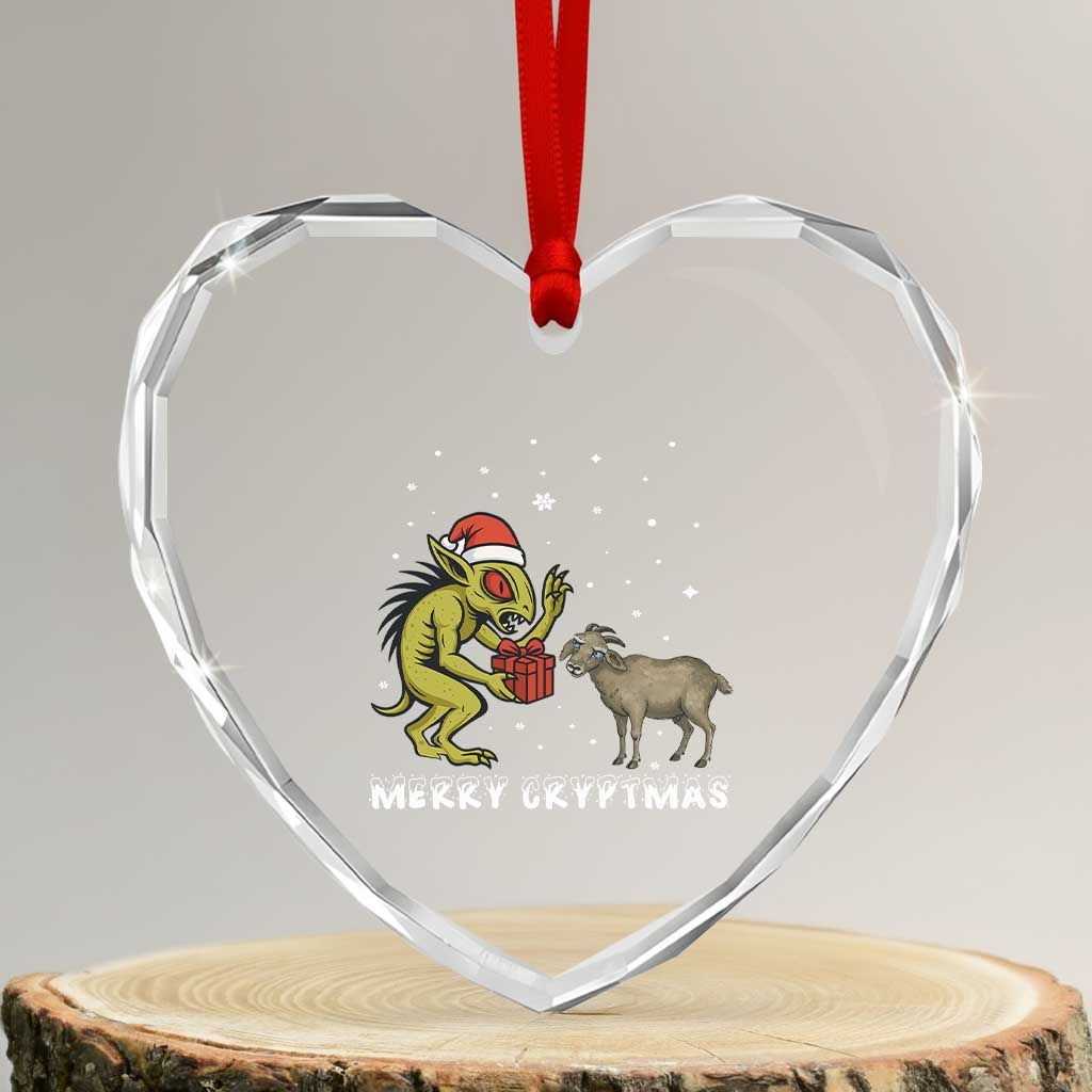 Funny Chupacabra Heart Crystal Glass Ornament Merry Cryptmas Christmas Gift TS12 Transparent Glass 3'' Heart Print Your Wear