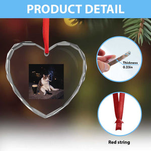 Funny Cigarette And Drinking Irish Stout Beer Cat Meme Heart Crystal Glass Ornament TS11 Print Your Wear