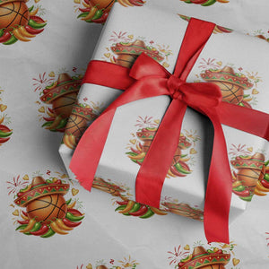Funny Cinco De Mayo Basketball Wrapping Paper Roll Mexican Fiesta Hoops Party TS12 White Print Your Wear