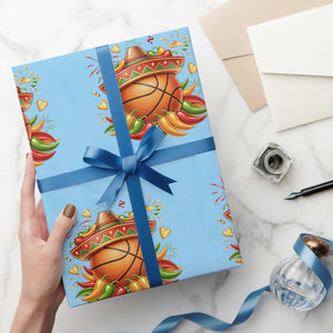 Funny Cinco De Mayo Basketball Wrapping Paper Roll Mexican Fiesta Hoops Party TS12 Light Blue Print Your Wear