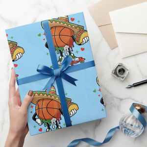 Funny Cinco De Mayo Basketball Wrapping Paper Roll Mexican Fiesta Party TS12 Light Blue Print Your Wear