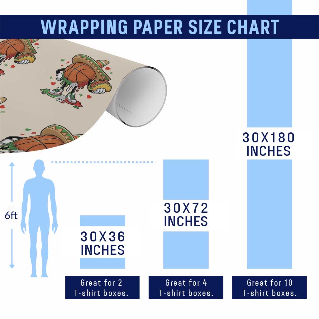 Funny Cinco De Mayo Basketball Wrapping Paper Roll Mexican Fiesta Party TS12 Print Your Wear
