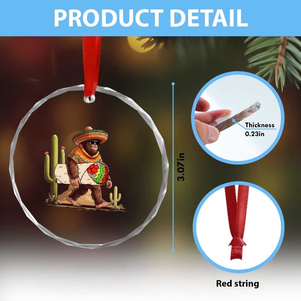 Funny Cinco De Mayo Bigfoot Burrito Lover Gift Crystal Glass Ornament TS12 Print Your Wear